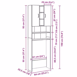 vidaXL Washing Machine Cabinet Bathroom Laundry Room Cupboard Storage Rack - smoked oak - Additional view 8