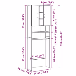 vidaXL Washing Machine Cabinet Bathroom Laundry Room Cupboard Storage Rack - grey sonoma