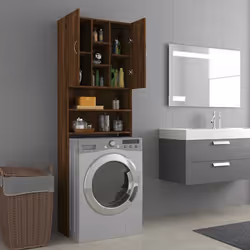 vidaXL Washing Machine Cabinet Bathroom Laundry Room Cupboard Storage Rack - brown oak