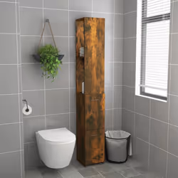 vidaXL Bathroom Cabinet Cupboard Storage Shelf Washroom Rack Engineered Wood - smoked oak - Additional view 4