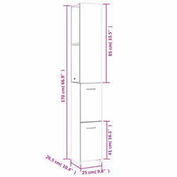 vidaXL Bathroom Cabinet Cupboard Storage Shelf Washroom Rack Engineered Wood - grey sonoma