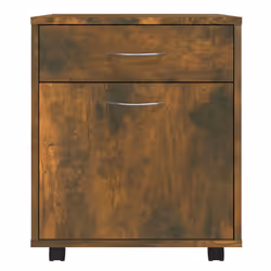 vidaXL Rolling Cabinet Office Side Table Hall Drawer Cabinet Engineered Wood - smoked oak - Additional view 5