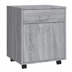 vidaXL Rolling Cabinet Office Side Table Hall Drawer Cabinet Engineered Wood - grey sonoma