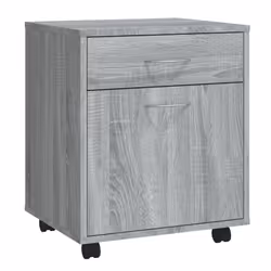 vidaXL Rolling Cabinet Office Side Table Hall Drawer Cabinet Engineered Wood - grey sonoma