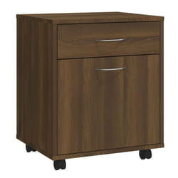 vidaXL Rolling Cabinet Office Side Table Hall Drawer Cabinet Engineered Wood - brown oak