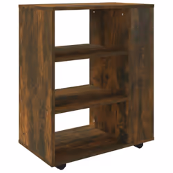 vidaXL Rolling Cabinet Office Side Table Hall Drawer Cabinet Engineered Wood - smoked oak