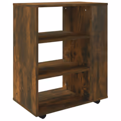 vidaXL Rolling Cabinet Office Side Table Hall Drawer Cabinet Engineered Wood - smoked oak