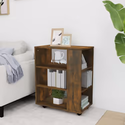 vidaXL Rolling Cabinet Office Side Table Hall Drawer Cabinet Engineered Wood - smoked oak