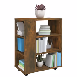 vidaXL Rolling Cabinet Office Side Table Hall Drawer Cabinet Engineered Wood - smoked oak - Additional view 5