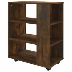 vidaXL Rolling Cabinet Office Side Table Hall Drawer Cabinet Engineered Wood - smoked oak - Additional view 7