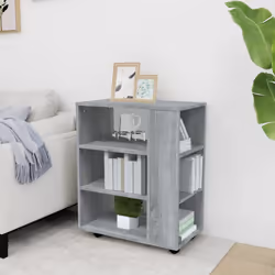 vidaXL Rolling Cabinet Office Side Table Hall Drawer Cabinet Engineered Wood - grey sonoma