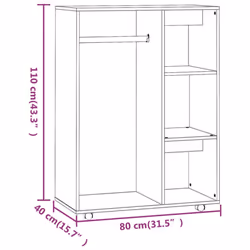 vidaXL Wardrobe Bedroom Rack Closet Clothes Storage Organiser Engineered Wood - smoked oak - Additional view 8