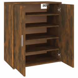 vidaXL Shoe Cabinet Smoked Oak Engineered Wood Shoe Cupboard Organiser Shelf - Additional view 7