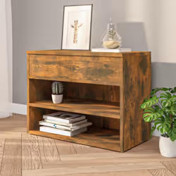 vidaXL Shoe Bench Hallway Bench Seat Shoe Organiser Shoe Rack Engineered Wood - smoked oak