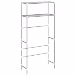 vidaXL 2-Tier Storage Rack over Washing Machine Laundry Storage Shelf Iron - Grey