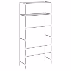 vidaXL 2-Tier Storage Rack over Washing Machine Laundry Storage Shelf Iron - Grey - Additional view 4