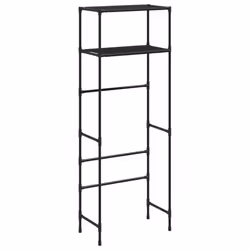 vidaXL 2-Tier Storage Rack over Toilet Storage Bathroom Shelf Space Saver Iron - Black