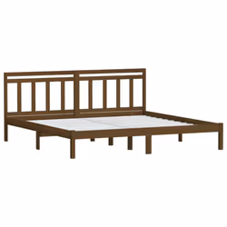 vidaXL Bed Frame Bed Base Bedstead Bedroom Mattress Foundation Solid Wood Pine - honey brown, 200 x 200 cm - Additional view 2