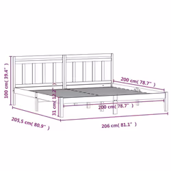 vidaXL Bed Frame Bed Base Bedstead Bedroom Mattress Foundation Solid Wood Pine - honey brown, 200 x 200 cm - Additional view 3