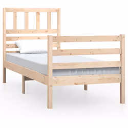 vidaXL Bed Frame Bed Base Bedstead Bedroom Mattress Foundation Solid Wood - brown, 90 x 190 cm