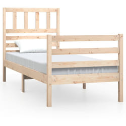 vidaXL Bed Frame Bed Base Bedstead Bedroom Mattress Foundation Solid Wood - brown, 90 x 190 cm