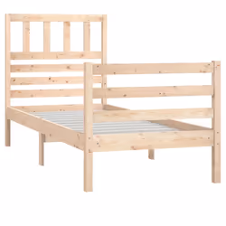 vidaXL Bed Frame Bed Base Bedstead Bedroom Mattress Foundation Solid Wood - brown, 90 x 190 cm