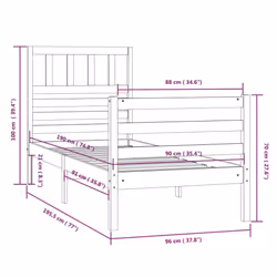 vidaXL Bed Frame Bed Base Bedstead Bedroom Mattress Foundation Solid Wood - brown, 90 x 190 cm