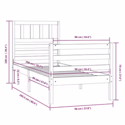 vidaXL Bed Frame Bed Base Bedstead Bedroom Mattress Foundation Solid Wood - brown, 90 x 200 cm - Additional view 8