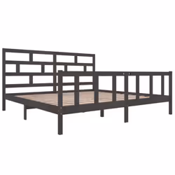 vidaXL Bed Frame Bed Base Bedstead Bedroom Mattress Foundation Solid Wood Pine - grey, 200 x 200 cm - Additional view 2