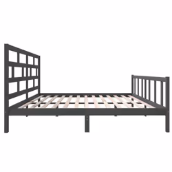 vidaXL Bed Frame Bed Base Bedstead Bedroom Mattress Foundation Solid Wood Pine - grey, 200 x 200 cm - Additional view 4