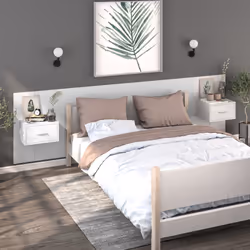 vidaXL Wall Bedside Cabinet Floating Nightstand Bedside Unit Hanging Cabinet - white, 1