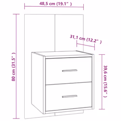 VidaXL 810997 nightstand/bedside table Concrete colour - Additional view 8