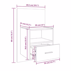 VidaXL 811019 nightstand/bedside table White - Additional view 7