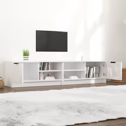 vidaXL 1/2x TV Cabinet Engineered Wood Media Unit HiFi Cabinet Multi Colours - high gloss white, 2 - Additional view 4