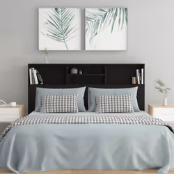 vidaXL Headboard Cabinet Bedroom Bookcase Headboard Furniture Multi Colours - black - Additional view 4