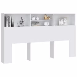 vidaXL Headboard Cabinet Bedroom Bookcase Headboard Furniture Multi Colours - white - Additional view 4