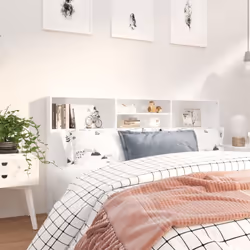 vidaXL Headboard Cabinet Bedroom Bookcase Headboard Furniture Multi Colours - white - Additional view 5