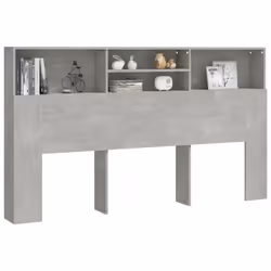 vidaXL Headboard Cabinet Bedroom Bookcase Headboard Furniture Multi Colours - concrete grey - Additional view 5