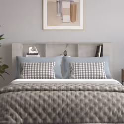 vidaXL Headboard Cabinet Bedroom Bookcase Backboard Bed Header Storage Cabinet - concrete grey - Additional view 3
