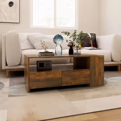 vidaXL Coffee Table Couch Table Indoor Furniture Engineered Wood Multi Colours - smoked oak - Additional view 5