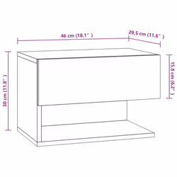 vidaXL Wall Bedside Cabinet Floating Nightstand Bedside Unit Hanging Cabinet - smoked oak, 1