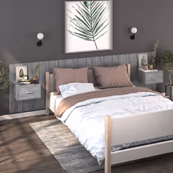vidaXL Wall Bedside Cabinet Floating Nightstand Bedside Unit Hanging Cabinet - grey sonoma, 1 - Additional view 4