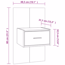vidaXL Wall Bedside Cabinet Floating Nightstand Bedside Unit Hanging Cabinet - grey sonoma, 1 - Additional view 8