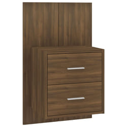 vidaXL Wall Bedside Cabinet Floating Nightstand Bedside Unit Hanging Cabinet - brown oak, 1