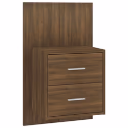 vidaXL Wall Bedside Cabinet Floating Nightstand Bedside Unit Hanging Cabinet - brown oak, 1