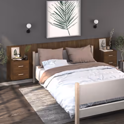 vidaXL Wall Bedside Cabinet Floating Nightstand Bedside Unit Hanging Cabinet - brown oak, 1 - Additional view 4