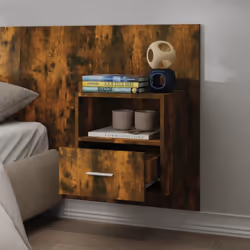 vidaXL 1/2x Wall Bedside Cabinet Home Bed Cabinet Furniture Multi Colours - smoked oak, 1 - Additional view 4
