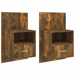 vidaXL 1/2x Wall Bedside Cabinet Home Bed Cabinet Furniture Multi Colours - smoked oak, 2 - Additional view 3