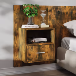 vidaXL 1/2x Wall Bedside Cabinet Home Bed Cabinet Furniture Multi Colours - smoked oak, 2 - Additional view 4