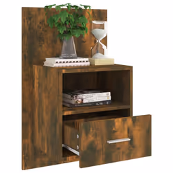 vidaXL 1/2x Wall Bedside Cabinet Home Bed Cabinet Furniture Multi Colours - smoked oak, 2 - Additional view 5